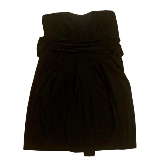 Black strapless sweetheart dress with pockets and tie around waist, Large - Picture 1 of 6